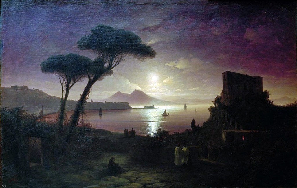  Ivan Constantinovich Aivazovsky The Bay of Naples at Moonlit Night - Hand Painted Oil Painting
