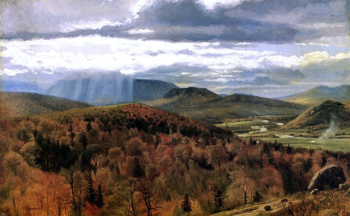 John George Brown Autumn Landscape - Shelburne, VT - Hand Painted Oil Painting
