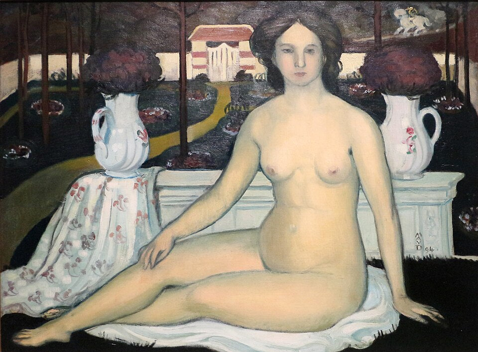 Maurice Denis Nude with Bouquet of Violets - Hand Painted Oil Painting