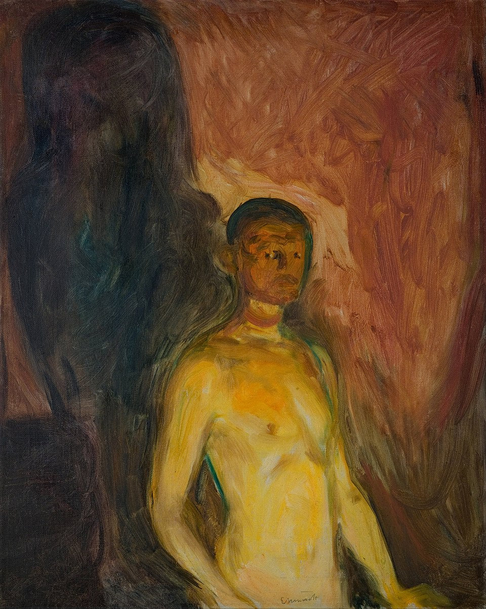 Edvard Munch Self-Portrait in Hell - Hand Painted Oil Painting