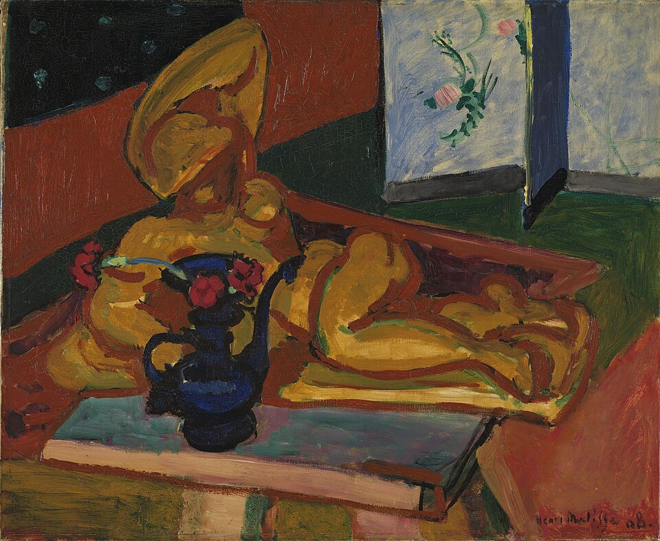 Henri Matisse Statuette and Vases on Oriental Carpet, Still Life in Red of Venice - Hand Painted Oil Painting