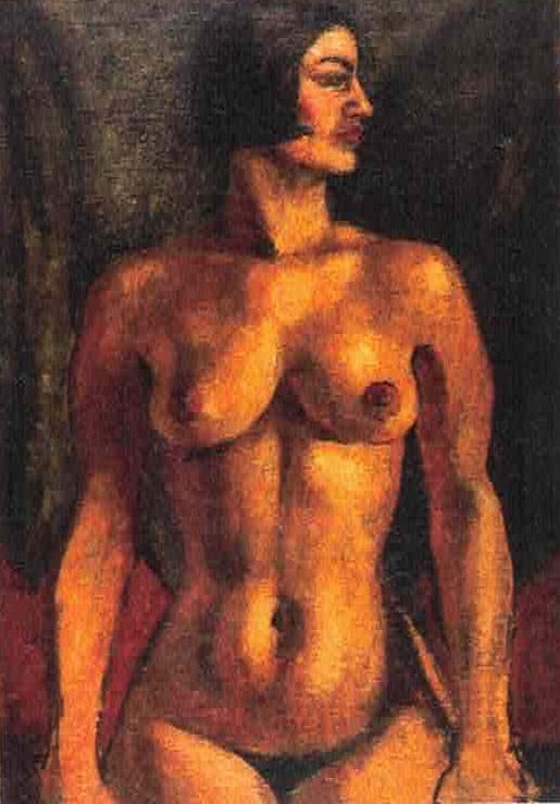 Amrita Sher-Gil Sitting Nude - Hand Painted Oil Painting
