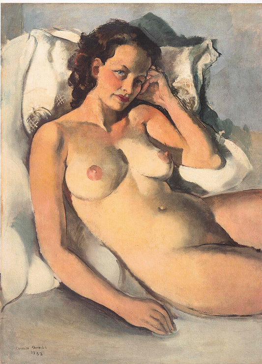Amrita Sher-Gil Reclining Nude - Hand Painted Oil Painting