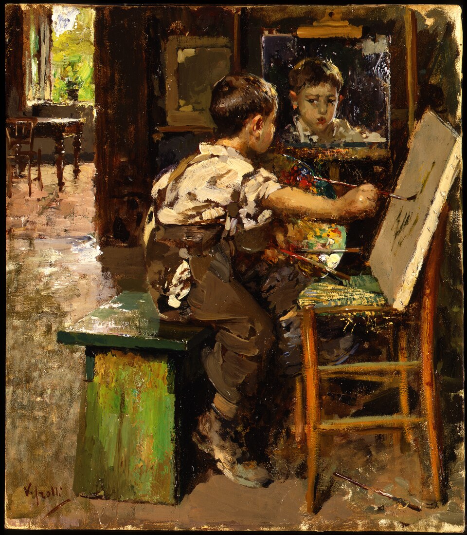 Vincenzo Irolli Little Painter - Hand Painted Oil Painting