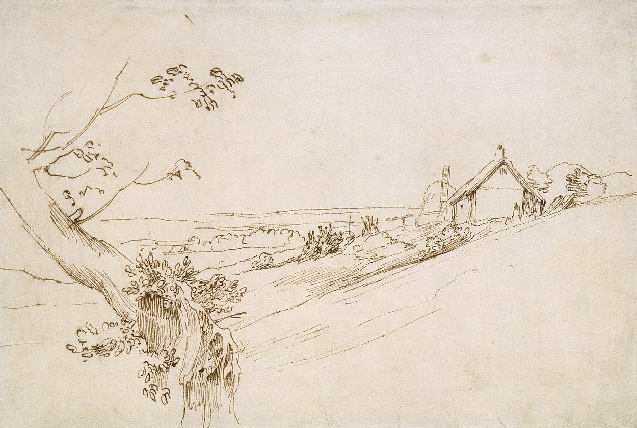 Anthony van Dyck Landscape with a Gnarled Tree and a Farm - Hand Painted Oil Painting