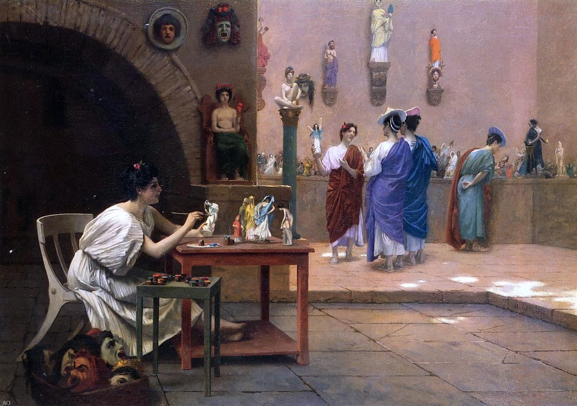  Jean-Leon Gerome Painting Breathes Life into Sculpture (also known as Tanagra's Studio) - Hand Painted Oil Painting