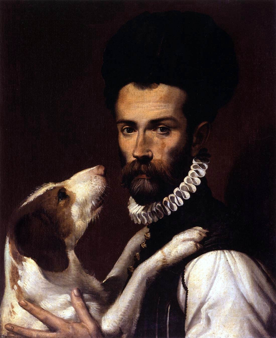  Bartolomeo Passerotti Portrait of a Man with a Dog - Hand Painted Oil Painting