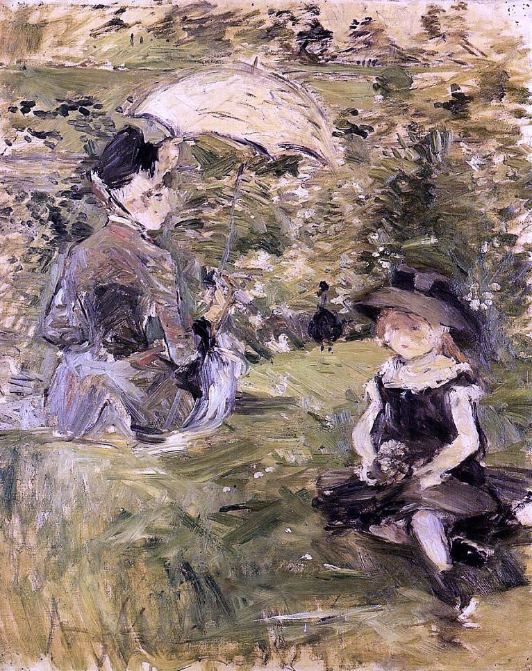  Berthe Morisot Young Woman and Child on an Isle - Hand Painted Oil Painting