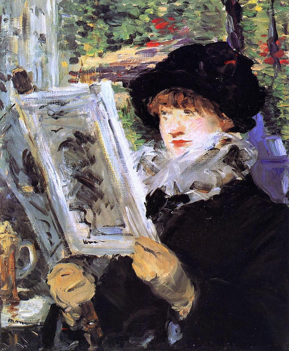  Edouard Manet Reading (also known as Reading L'Illustre) - Hand Painted Oil Painting