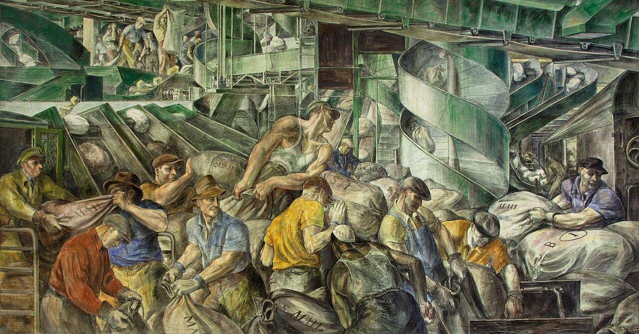 Reginald Marsh Sorting the Mail - Hand Painted Oil Painting
