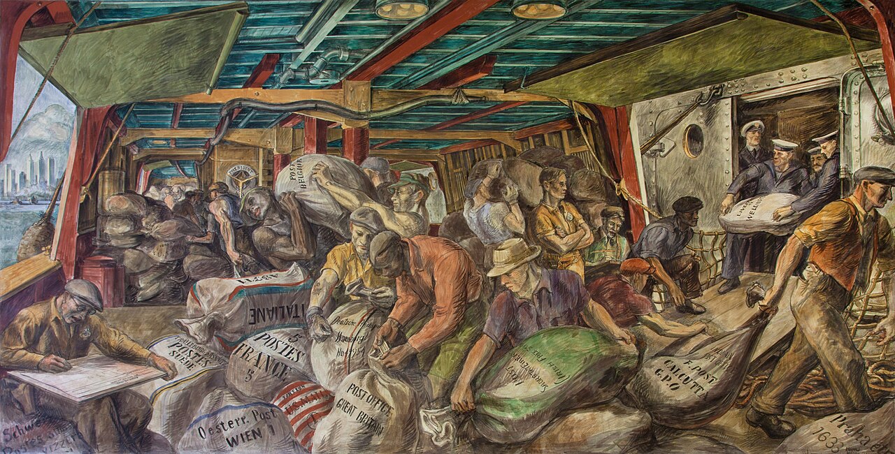 Reginald Marsh Unloading the Mail - Hand Painted Oil Painting