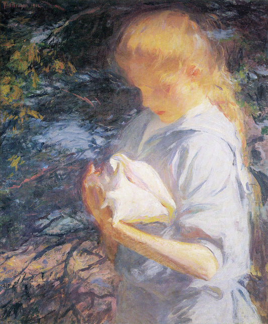 Frank Weston Benson Eleanor Holding a Shell - Hand Painted Oil Painting