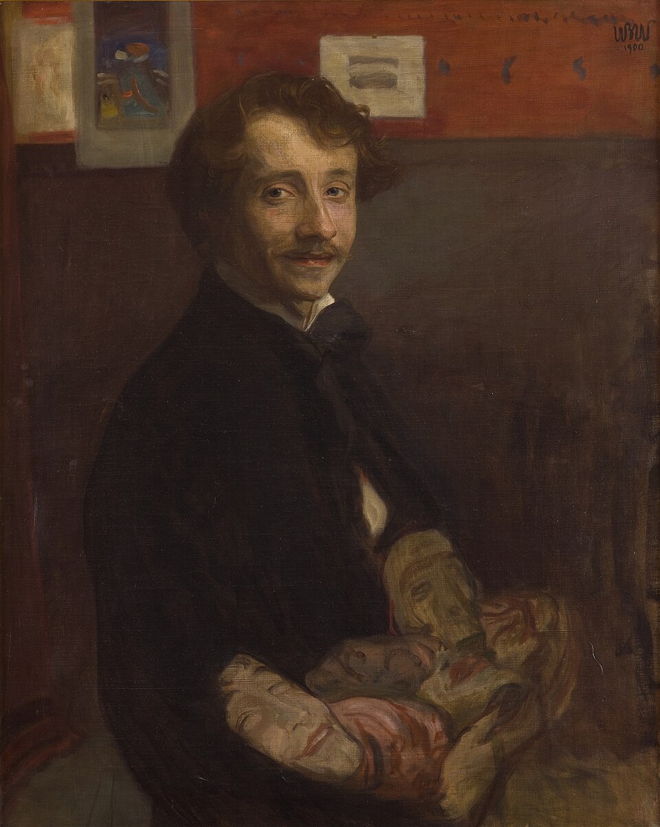 Wojciech Weiss Self-Portrait with Masks - Hand Painted Oil Painting