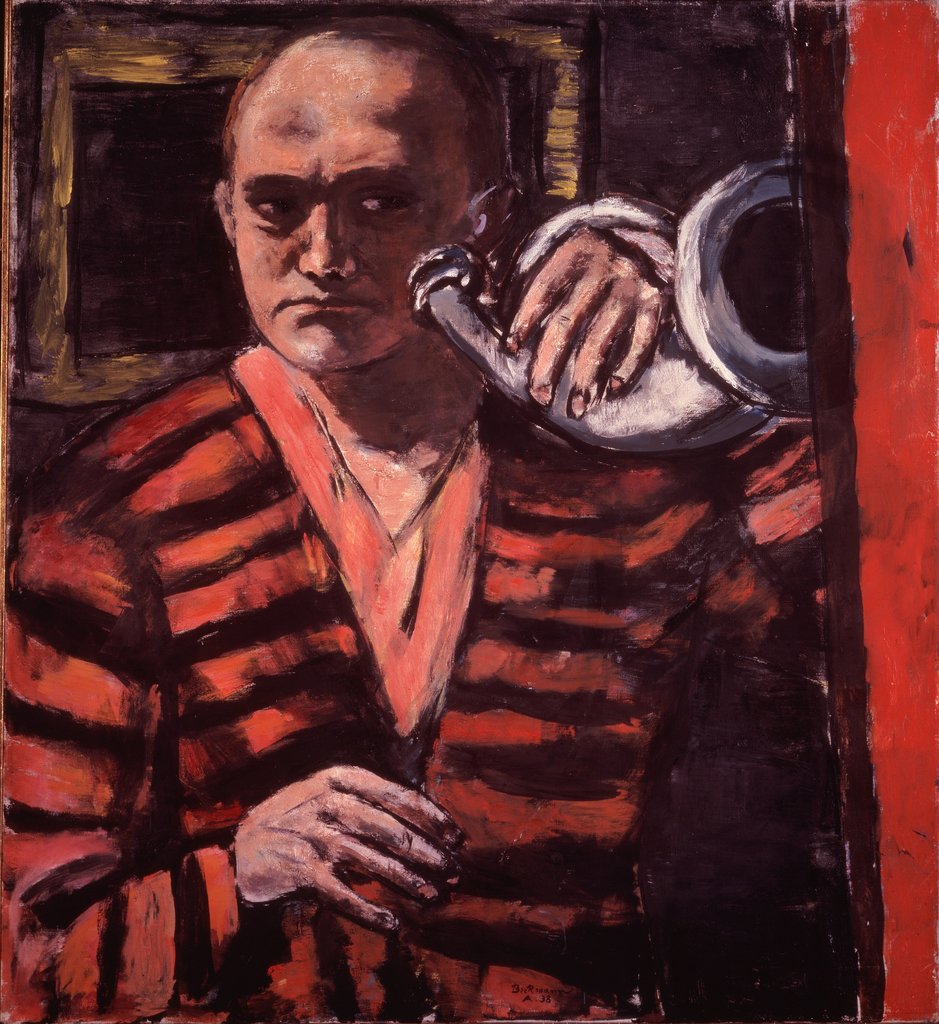 Max Beckmann Self-Portrait with Horn - Hand Painted Oil Painting