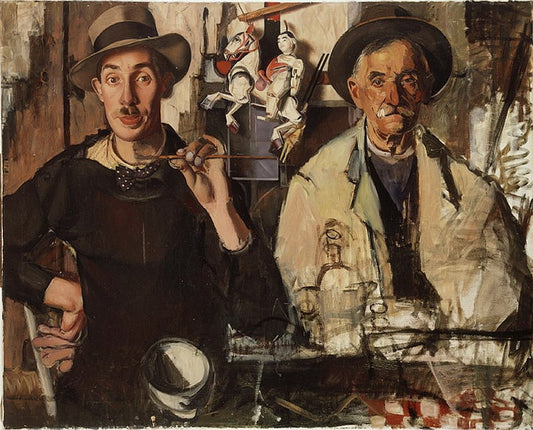 Dick Ket Double Portrait with Father - Hand Painted Oil Painting