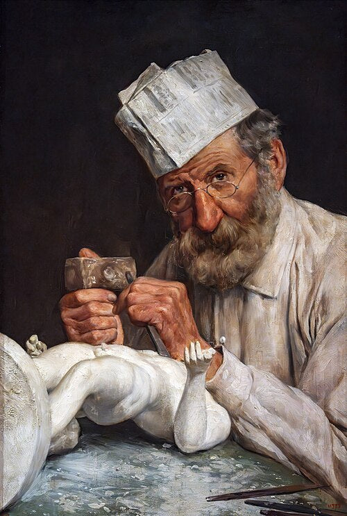 Antoni Maria Fabres Y Costa The Sculptor, Self Portrait - Hand Painted Oil Painting