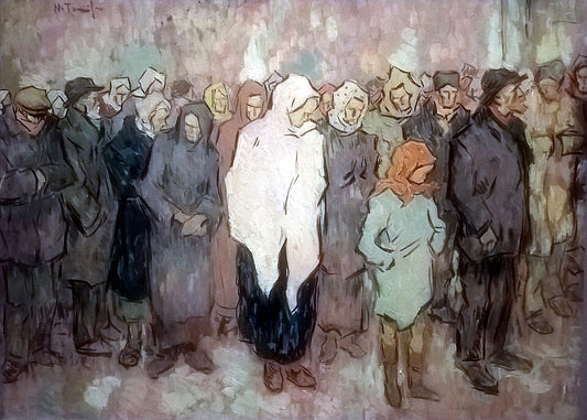Nicolae Tonitza Queuing for Bread - Hand Painted Oil Painting