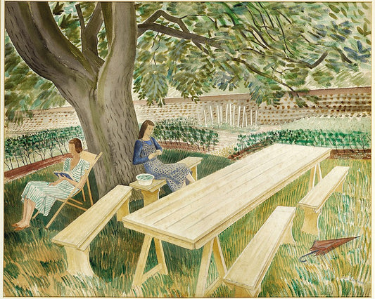 Eric Ravilious Two Women in a Garden - Hand Painted Oil Painting