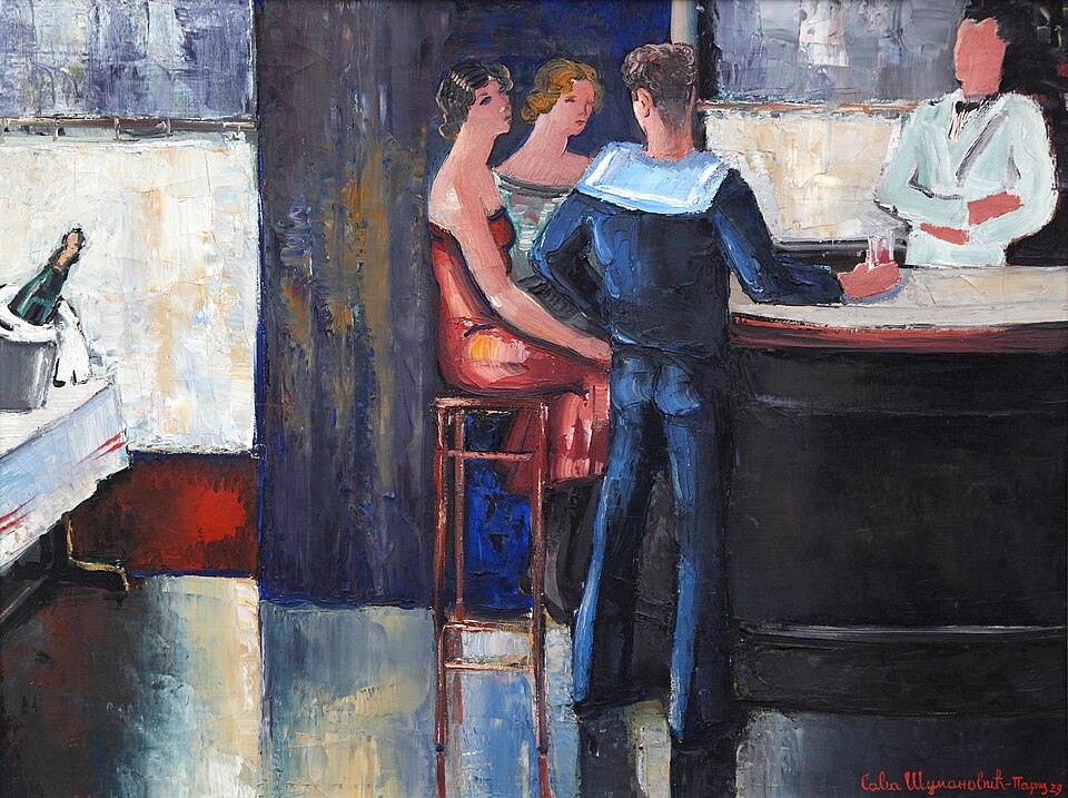 Sava Sumanovic Bar u Parizu - Hand Painted Oil Painting