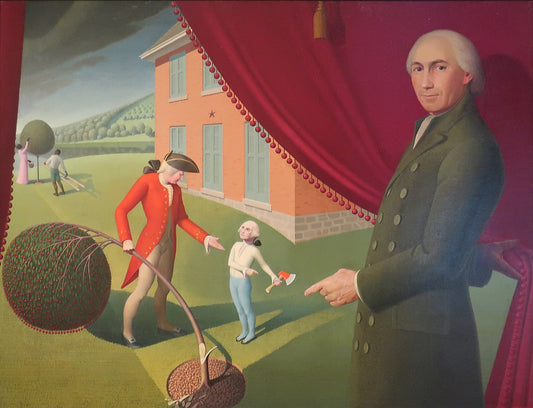 Grant Wood Parson Weems' Fable - Hand Painted Oil Painting