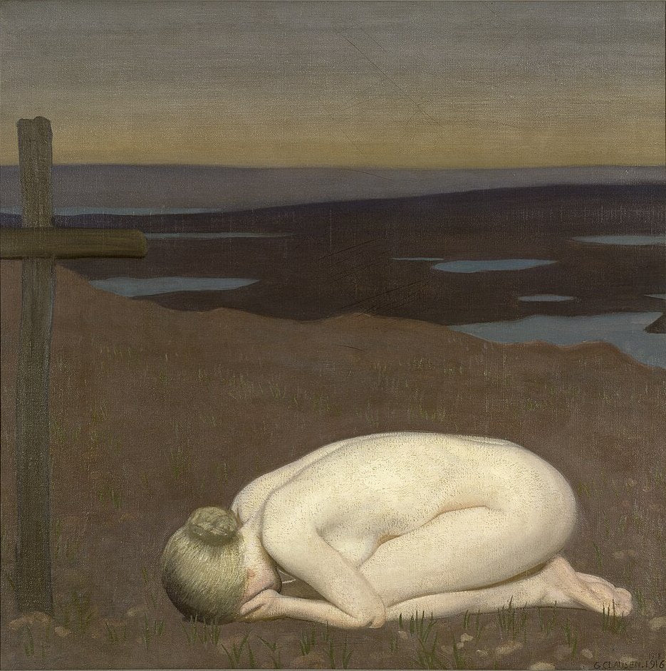 George Clausen Youth Mourning - Hand Painted Oil Painting