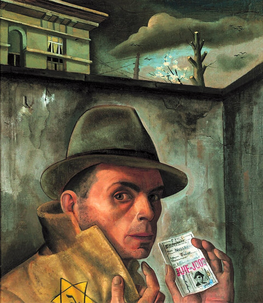 Felix Nussbaum Self Portrait with Jewish Identity Card - Hand Painted Oil Painting