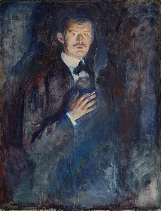 Edvard Munch Self-Portrait with Cigarette - Hand Painted Oil Painting
