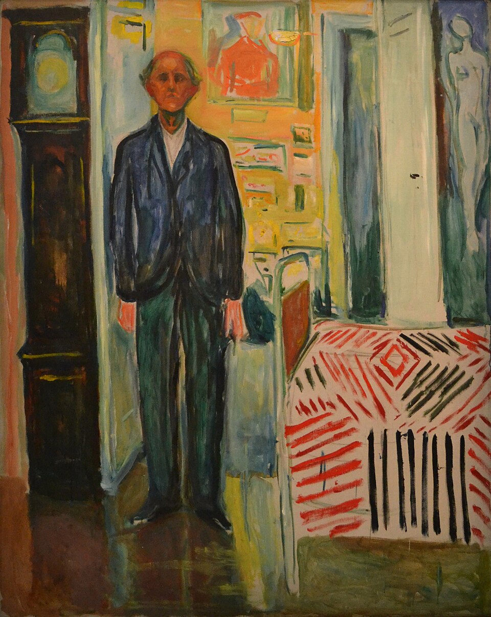 Edvard Munch Self-Portrait. Between the Clock and the Bed. - Hand Painted Oil Painting