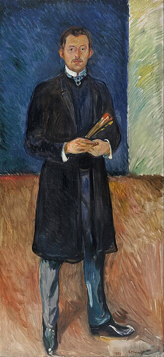 Edvard Munch Self-Portrait with Brushes - Hand Painted Oil Painting