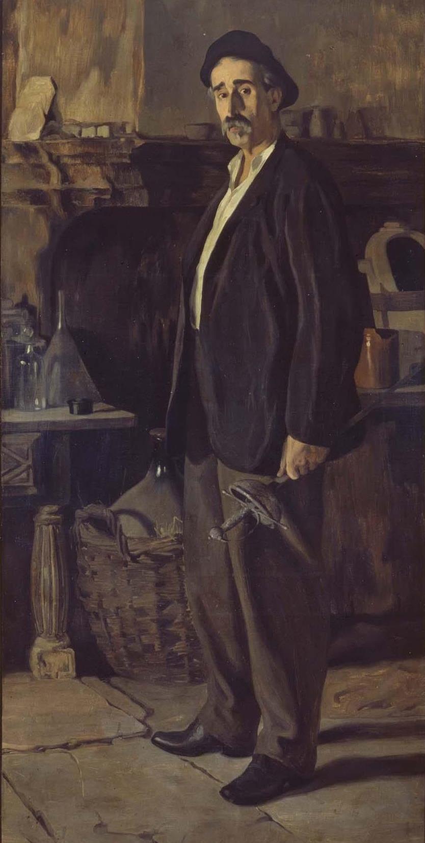 Ignacio Zuloaga Don Placido Zuloaga en su Taller - Hand Painted Oil Painting