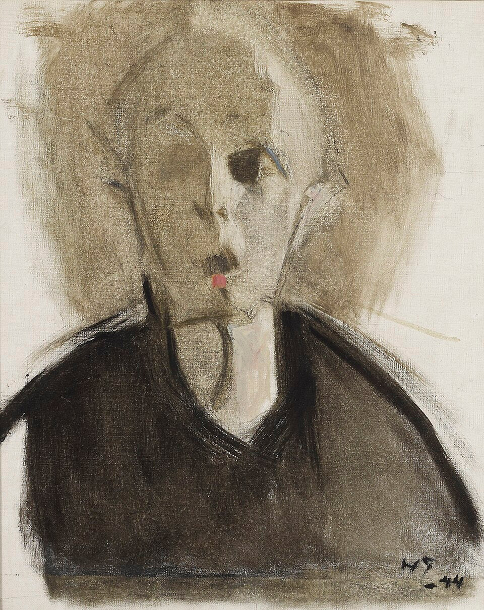 Helene Schjerfbeck Self-Portrait With Red Spot - Hand Painted Oil Painting