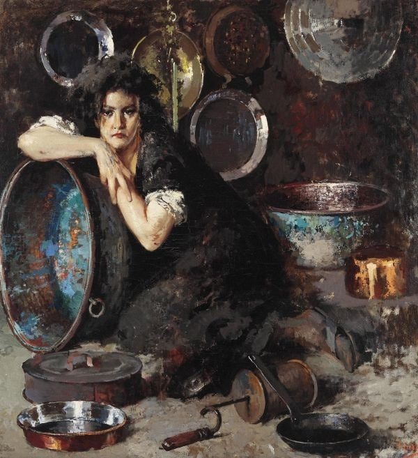 Vincenzo Irolli Kitchen Woman - Hand Painted Oil Painting