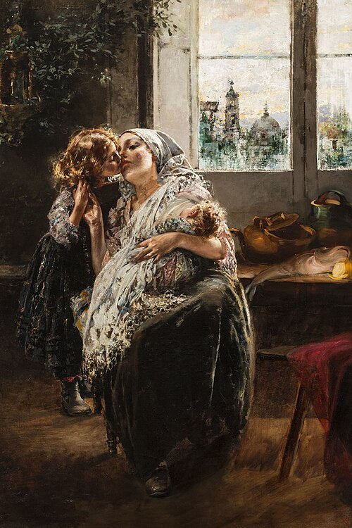 Vincenzo Irolli Maternal Joys - Hand Painted Oil Painting