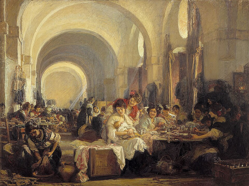 Gonzalo Bilbao Las Cigarreras, The Cigar Makers - Hand Painted Oil Painting
