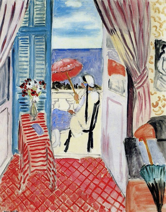 Henri Matisse Woman with a Red Umbrella Seated in Profile - Hand Painted Oil Painting