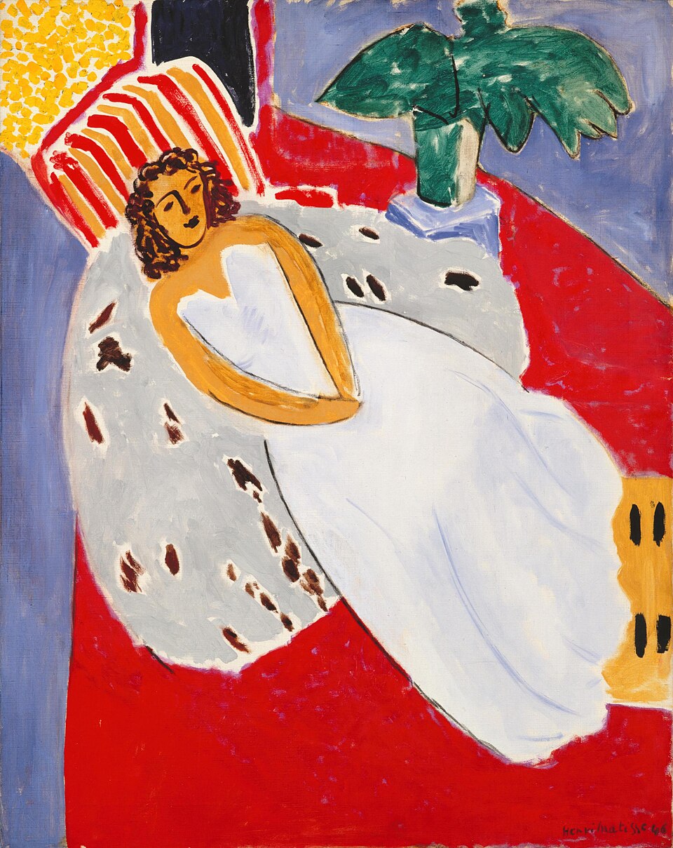 Henri Matisse Young Woman in White on a Red Background - Hand Painted Oil Painting