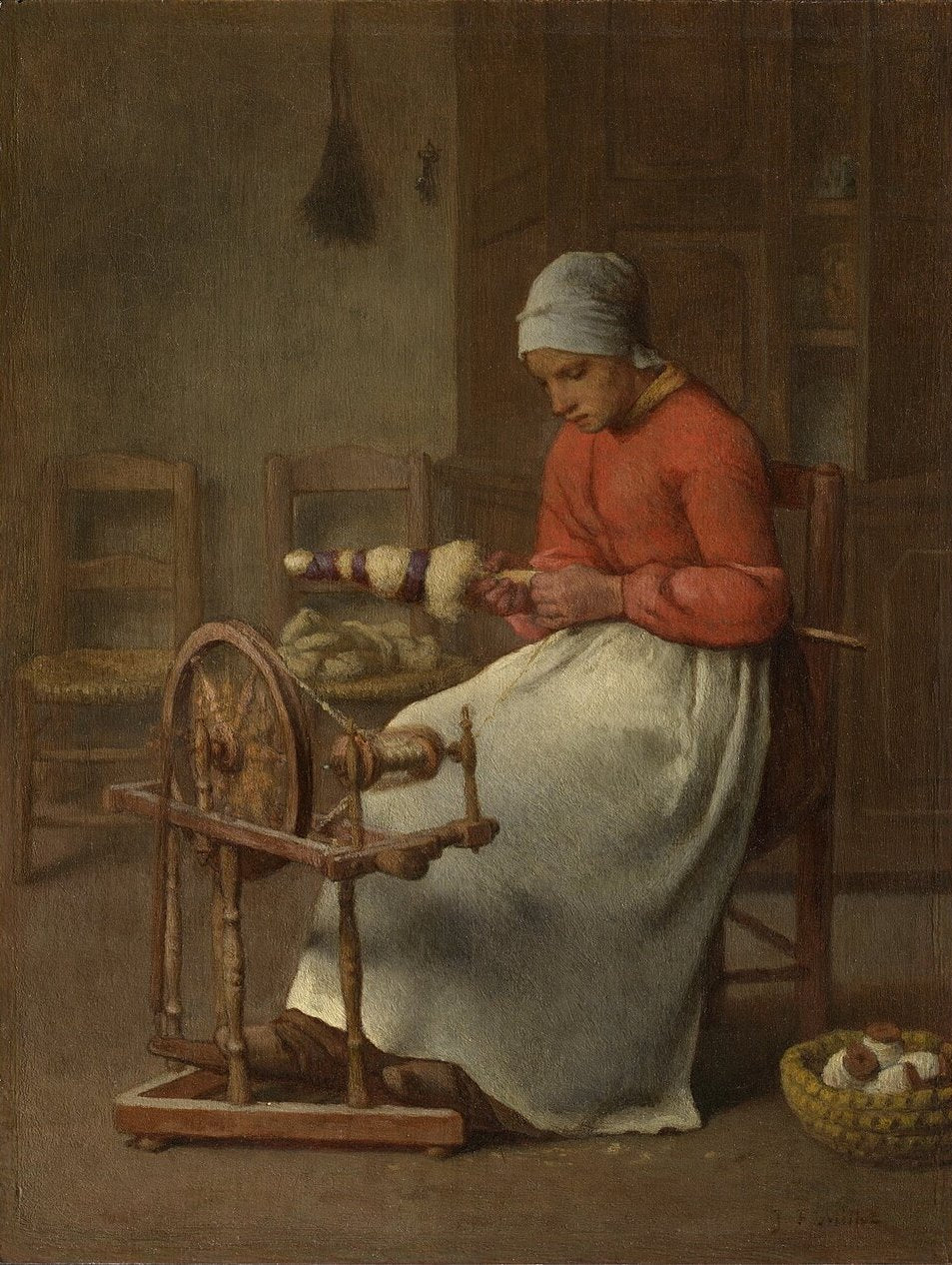 Jean-Francois Millet Woman Spinning - The Spinning Wheel - Hand Painted Oil Painting