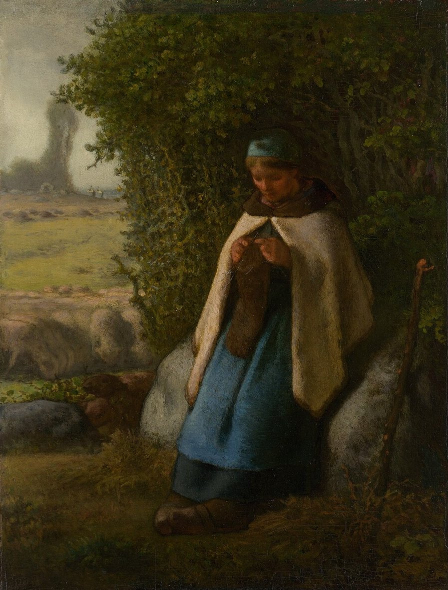 Jean-Francois Millet Shepherdess Seated on a Rock - Hand Painted Oil Painting