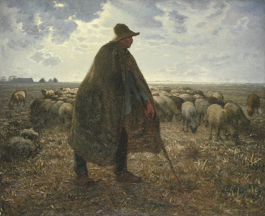 Jean-Francois Millet Shepherd Tending His Flock - Hand Painted Oil Painting