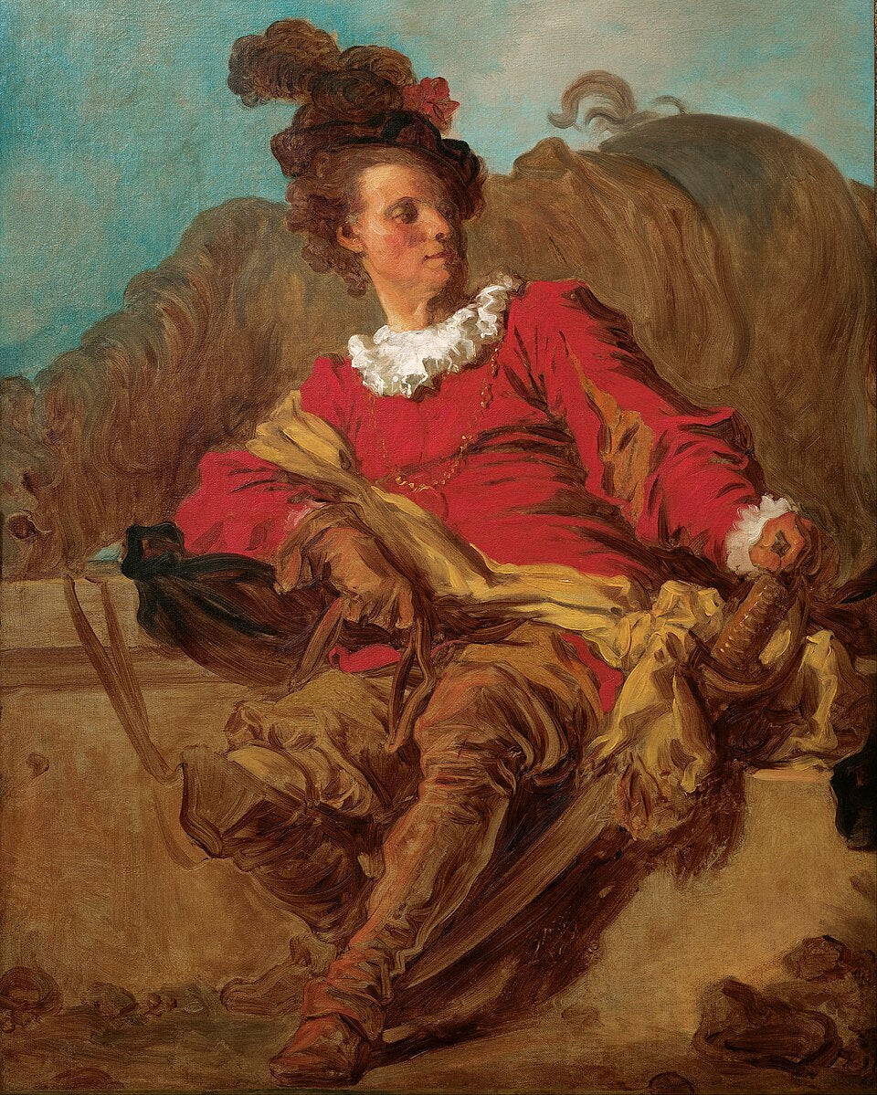 Jean-Honore Fragonard  Jean-Claude Richard, Abbot of Saint-Non, Dressed a l'Espagnole - Hand Painted Oil Painting