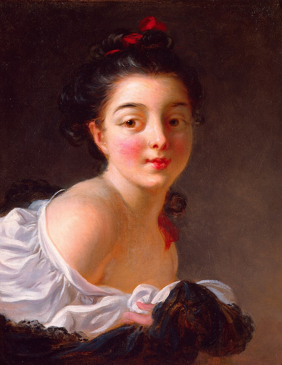 Jean-Honore Fragonard Young Woman with Brown Hair - Hand Painted Oil Painting