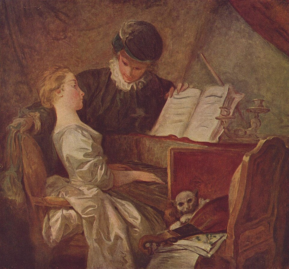 Jean-Honore Fragonard The Music Lesson - Hand Painted Oil Painting