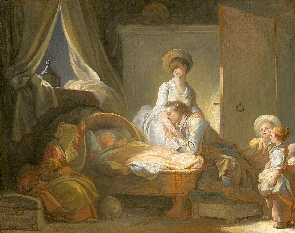 Jean-Honore Fragonard The Visit to the Nursery - Hand Painted Oil Painting