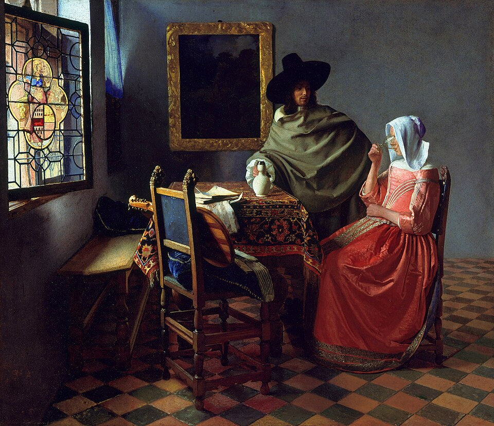 Johannes Vermeer The Wine Glass, also known as A Lady Drinking and a Gentleman and The Glass of Wine - Hand Painted Oil Painting