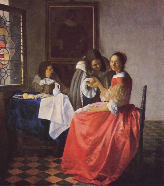 Johannes Vermeer The Girl with the Wineglass - Hand Painted Oil Painting