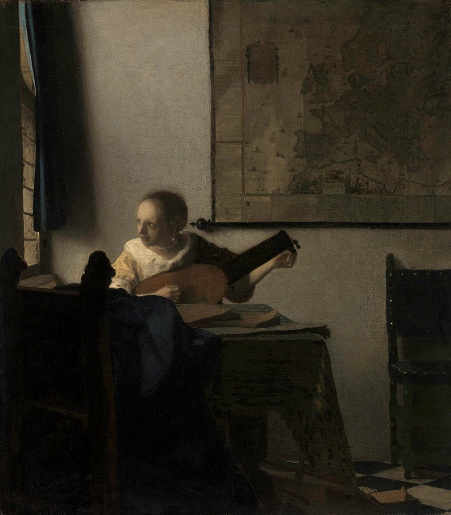 Johannes Vermeer Woman with a Lute - Hand Painted Oil Painting