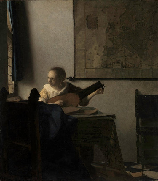 Johannes Vermeer Woman with a Lute - Hand Painted Oil Painting