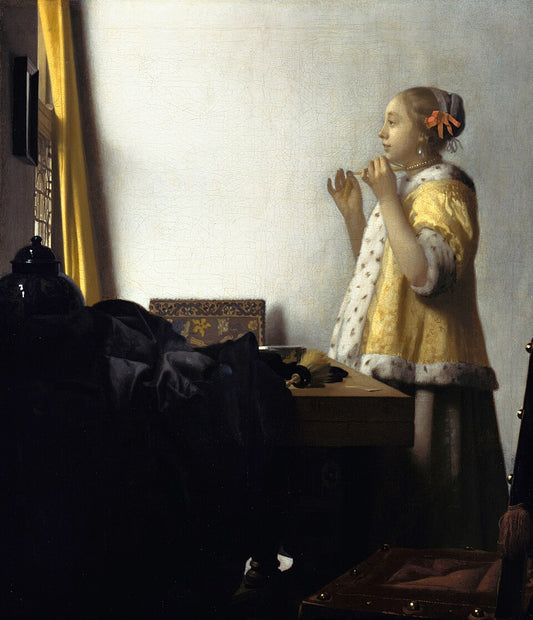 Johannes Vermeer Woman with a Pearl Necklace - Hand Painted Oil Painting