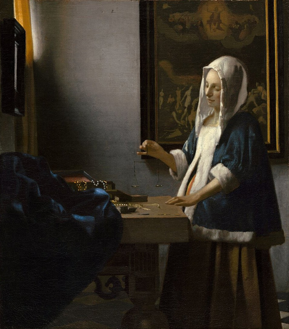 Johannes Vermeer  Woman Holding a Balance, also known as Woman with a Balance - Hand Painted Oil Painting