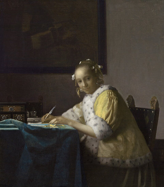Johannes Vermeer  A Lady Writing a Letter - Hand Painted Oil Painting